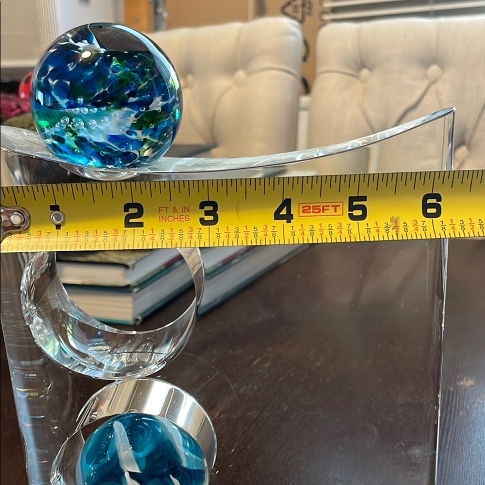 Elegant Glass Art Sculpture with Blue Accents - Picture 6 of 7